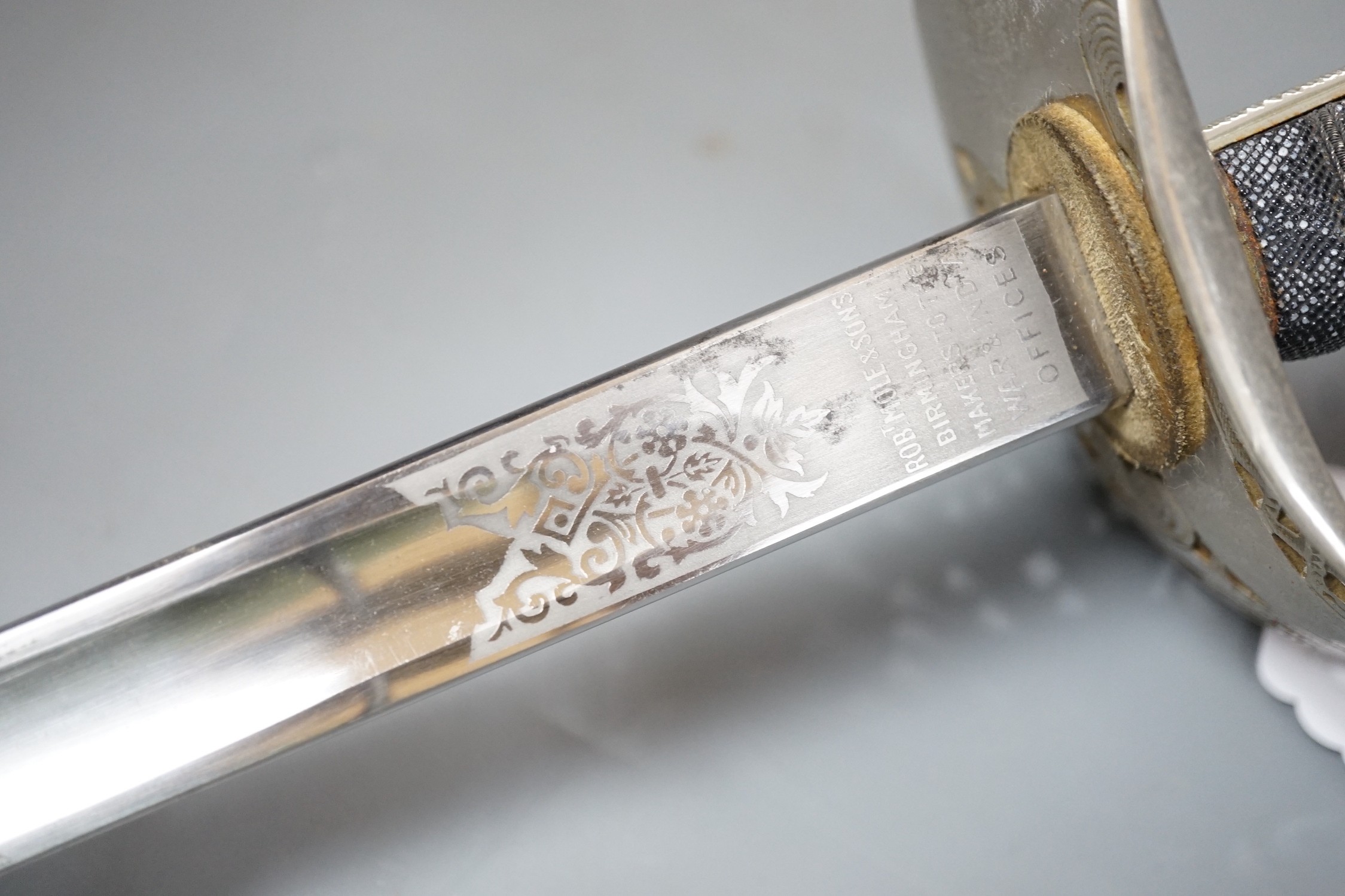 A Robert Mole & Sons George V officers sword and scabbard